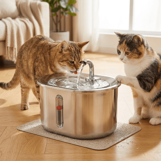 304 Stainless Steel Ultra-Quiet Pet Water Fountain (3.2L) - AuraPet