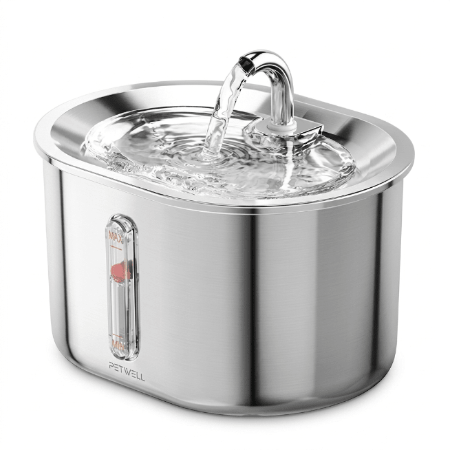 304 Stainless Steel Ultra-Quiet Pet Water Fountain (3.2L) - AuraPet